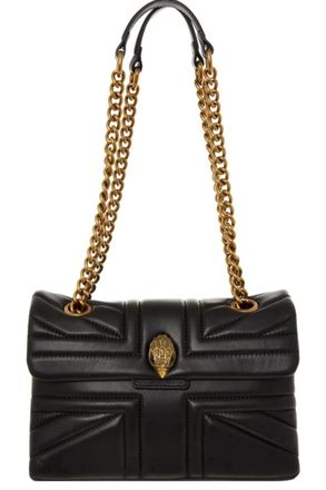 Kurt Geiger Kurt Geiger London Crossbody Womens Kensington Black Leather Union Jack Quilted Bag