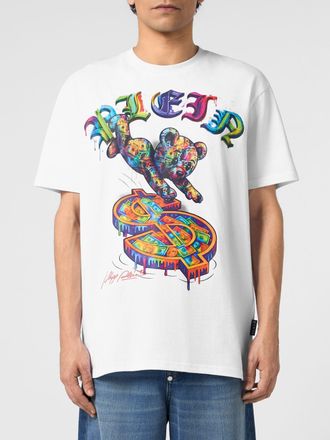 Philipp Plein T-shirt in cotone con stampa Teddy Bear e logo multicolor