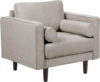 Beliani Beliani - Sillón retro tapizado tela respaldo acolchado grueso sala de estar gris pardo Nurmo