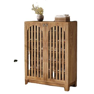 OEM Zapatero De Dise&ntilde;o Minimalista, Estantes Ajustables, Madera Natural
