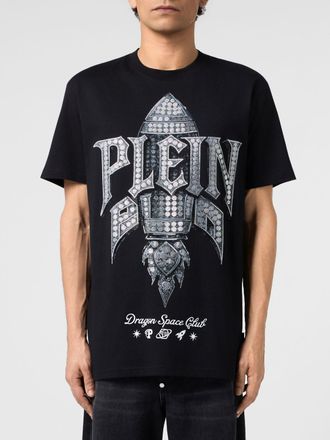 Philipp Plein T-shirt in cotone con logo grafico ricamato e strass