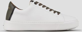 Alexander Smith London Man in white smooth leather and military green heel