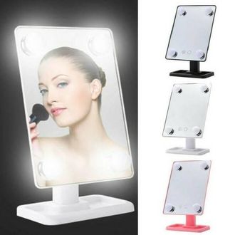 Trade Shop Trade Shop - Specchio Da Trucco Illuminato 4 Luci A Led Portatile Trucco Bellezza Da Tavolo