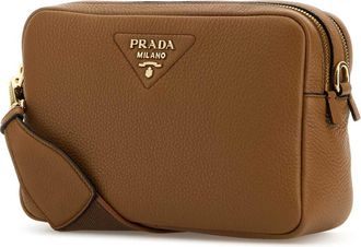 Prada Womens Bandoliera Crossbody Bag Brown Calf