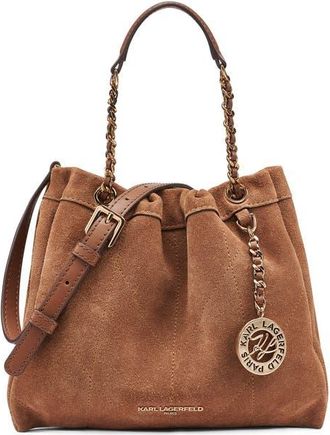 Karl Lagerfeld Amandine Suede Crossbody in Cognac at Nordstrom