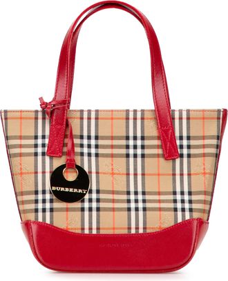 Burberry Pre-owned Womens Plaid Leather Trimmed Handbag - Beige Textile - One Size