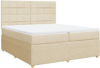vidaXL Cama Box Spring Con Colch&oacute;n Tela Color Crema 200x200 Cm Vidaxl