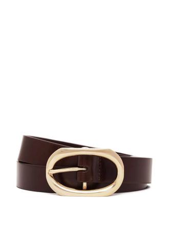 Anine Bing oval-buckle leather belt - women - Leather - M/L - Brown