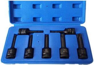 Trade Shop Trade Shop - Kit 7 Pz Chiavi Bussola Ad Impatto 1/2 Torx T30 - T70 Per Avvitatore Pneumatico