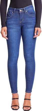 YMI Womens Sustainable Wannabettabutt Skinny Jeans, S Midnight Sky Blue, 7