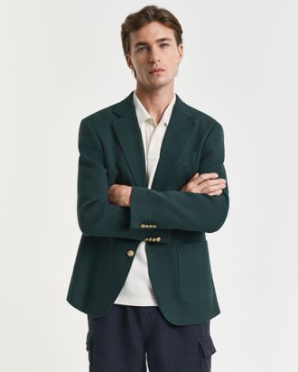 GANT Men Slim Fit Cotton Club Blazer (56) TARTAN GREEN