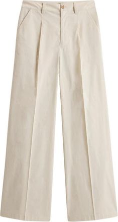 Woolrich Wijde Chino Broek - Dames - Wijde Broeken - Beige - W26 - Katoen - Broeken