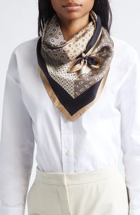 Max Mara Paisley Monogram Silk Square Scarf in Beige at Nordstrom