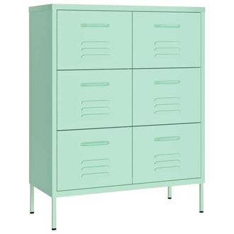 vidaXL Cassettiera Menta 80x35x101,5 Cm In Acciaio - Vidaxl