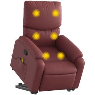 vidaXL Sill&oacute;n Reclinable De Masaje De Pie Cuero Artificial Rojo Tinto Vidaxl