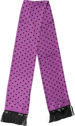 Dolce & Gabbana Mens Violet Polka Dot Fringes Neck Foulard Scarf