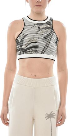 Palm Angels BlackWhite Crew Neck Top