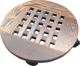 OEM Soporte Para Maceta - Madera Carbonizada - Ruedas Bloqueables 360&deg; - Carga M&aacute;xima 59 Kg - Interior Y Exterior - 1 Unidad