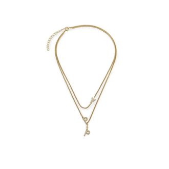 Patrizia Pepe Necklaces, female, Yellow, ONE SIZE, Collana Doppia con Pendenti Logo