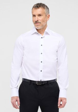 Eterna Langarmhemd ETERNA SLIM FIT, Herren, Gr. 43, Normalgr&ouml;ssen, weiss (wei&szlig;), Twill, 100% Baumwolle, schmal, Manschette, Hemden Langarmhemd, NON IRON (b&uuml;g