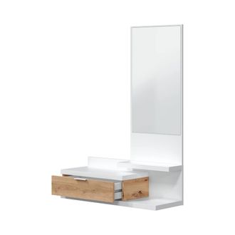 Dmora Mueble De Entrada Tijuana, Pasillo Con Espejo, Mueble Recibidor Con Caj&oacute;n, Vaciadores De Bolsillo Para Apartamentos Peque&ntilde;os, Cm 81x29h116, Nudos Blan
