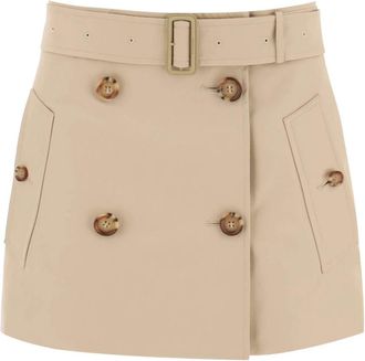 Burberry Mini Trench Rok - Dames - Rokken - Beige - Maat: XS Katoen