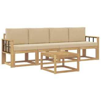 vidaXL Conjunto De Sof&aacute;s De Exterior Con Coj&iacute;n 5 Pcs Y Beige Vidaxl
