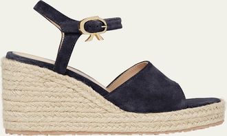 Gianvito Rossi Suede Wedge Ankle-Strap Espadrilles