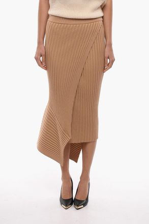 Stella McCartney Gonna in Tessuto a Coste Asimmetrica con Ampio Spacco Stella McCartney