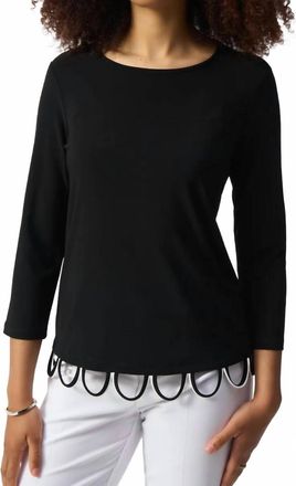 Joseph Ribkoff Loop Detail Fitted Top In Black With Black And Vanilla