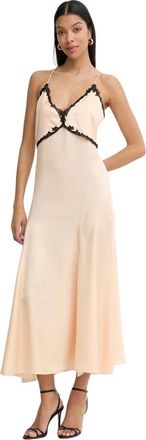 Pinko Albino Jurk - Dames - Casual kleedjes - Beige - S - Polyester - Kleedjes
