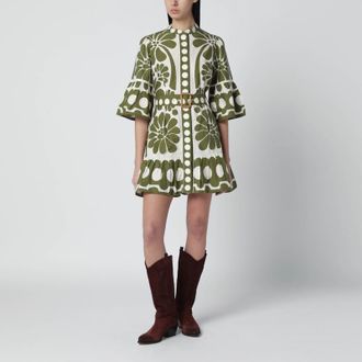 Farm Rio Palermo mini dress with green print