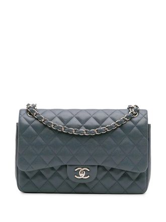 Chanel 2014 Jumbo Classic Caviar Double Flap shoulder bag - women - Caviar Leather - One Size - Blue