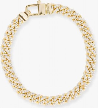 Melinda Maria Womens Pave Julian Cuban Chain Bracelet - 6.8Mm In Gold/white