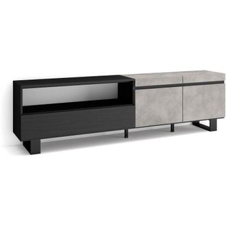 Skraut Home Skraut Home - Mueble Tv, Televisi&oacute;n, Muebles De Sal&oacute;n, Almacenaje, 200x57x35cm, Para Tv Hasta 80, Dise&ntilde;o Industrial, Estilo Moderno, Gris Cemento