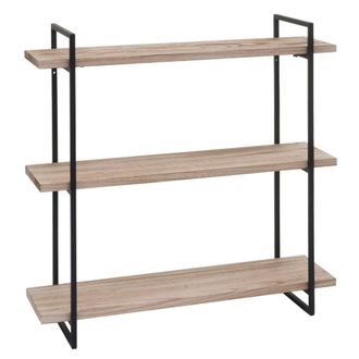Hhg Estanter&iacute;a Colgante De Pared De 3 Niveles En Madera Y Metal, Dise&ntilde;o Industrial, 60 X 60 X 18 Cm 040008675