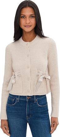 Splendid Stassi Satin Tie Cardigan Womens Sweater Pale Oak Heather : LG (Womens 10-12), Polyester/Satin/Spandex