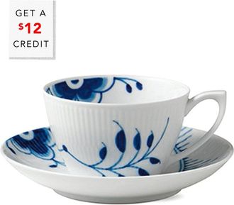 ROYAL COPENHAGEN Blue Fluted Mega Tea Cup & Saucer
