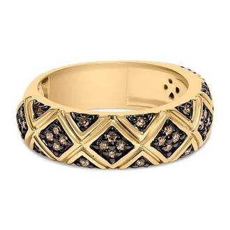House of Brilliance 10K Yellow Gold Plated Silver 3/8 Cttw Champagne Diamond Geometric Style Band Ring in Yellow Gold Over Silver at Nordstrom, Size 7