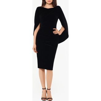 Betsy & Adam Capelet Velvet Sheath Dress in Black at Nordstrom, Size 12