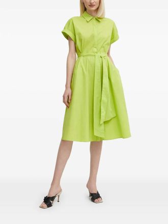 Joseph Ribkoff tie-waist mini shirt dress - women - Cotton/Elastane - 42 - Green