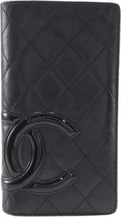 Chanel Pre-owned Cambon Line Kalfsleren Lange Portemonnee - Dames - Vintage Accessoires - Zwart - ONE Size - Leer - Vintage