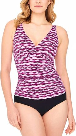 Swim Solutions Spring Play Shirred Tummy Control One Piece Swimsuit In Purple