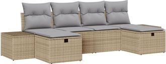 vidaXL Vidaxl - Conjunto De Sof&aacute; De Jard&iacute;n Con Coj&iacute;n 6 Pcs Beige Polirat&aacute;n