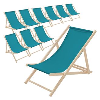 ECD Germany Ecd Germany - 10x Sillas De Playa De Madera De Pino 3 Posiciones De Reclinaci&oacute;n Plegable Tumbona Verde Oscuro Tradicional De Sol Para Jard&iacute;n Impermeab