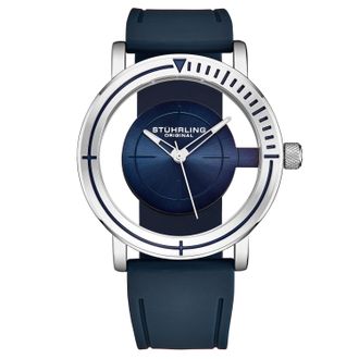 Stührling Mens Navy Blue Aviator Quartz 42mm - Silver - One Size