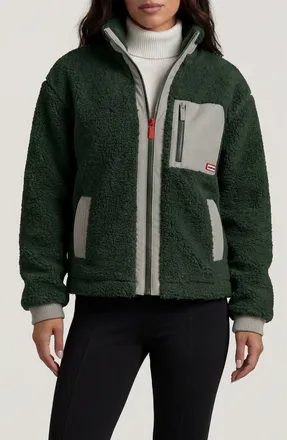 Hunter Emma High Pile Fleece Jacket in Hunter Green at Nordstrom, Size X-Small