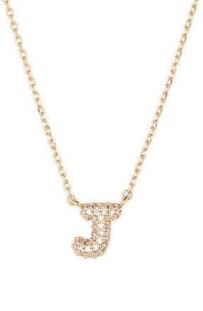 BP. Pav&eacute; Crystal Initial Necklace in J- 14K Gold Dipped at Nordstrom Rack