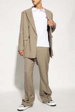 Ami Polo Shirt With Logo, Mens, White