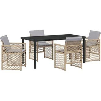 vidaXL Conjunto De Comedor De Jard&iacute;n 5 Pcs Beige Rat&aacute;n Sint&eacute;tico Vidaxl